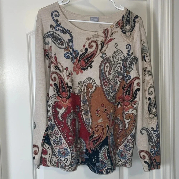 Chico's Paisley Long Sleeve Sweater - Size L/XL - Picture 1 of 5